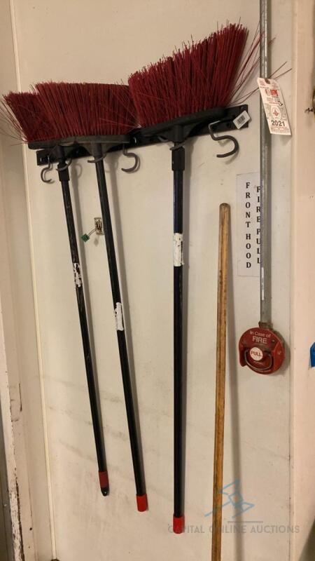 Broom Rack with Brooms