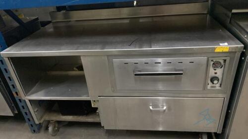 Stainless Steel Table with Warming Drawer and Refrigerated Drawer