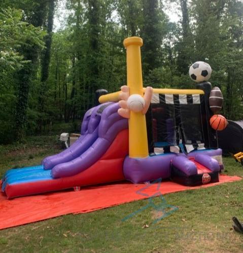Double slide sports themed bounce house