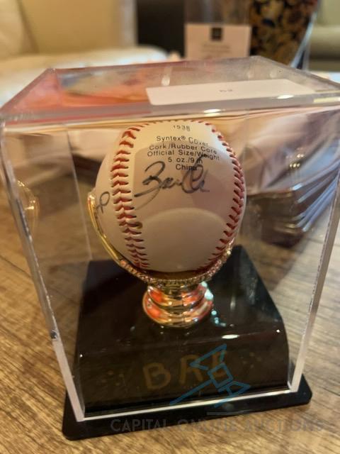 Signed baseball with case