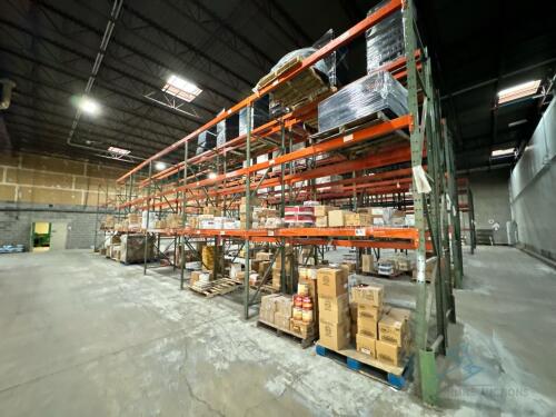 14 Bays of pallet racking, 7 bays connected back to back - Does not include metal shelf overlay screen racks