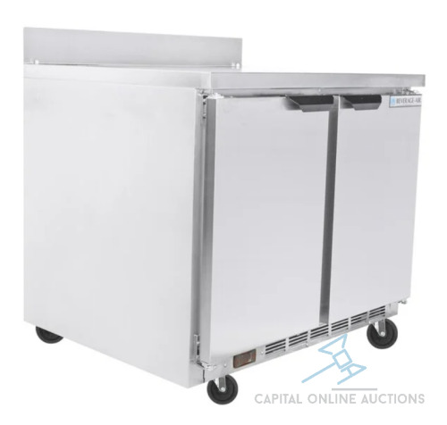 New in Box Beverage Air 36" w Work Top Freezer w/ Section & Doors