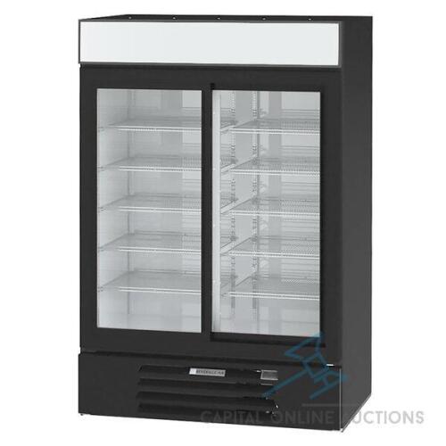 New in Box Beverage Air Market Max Glass Door Merchandiser Refrigerator in Black