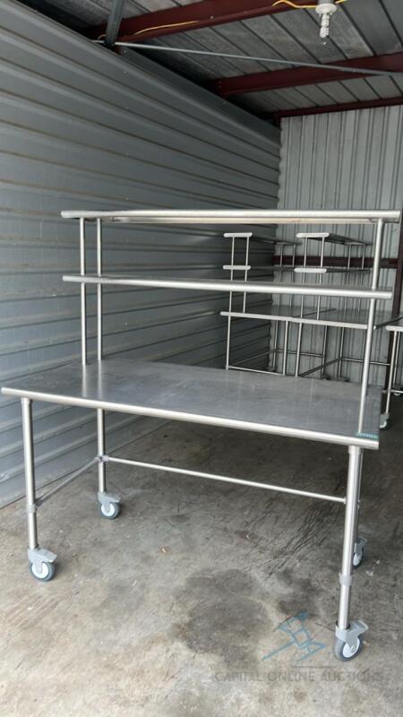 1 Stainless steel table with shelves