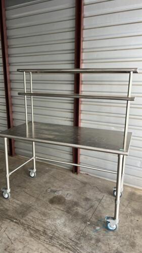 1 Stainless steel table with shelves