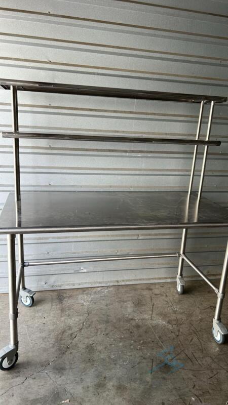 1 Stainless steel table with shelves