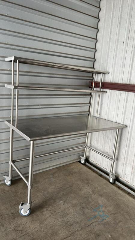 1 Stainless steel table with shelves