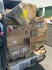 Pallet of assorted TV consoles, bed frames, etc.