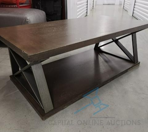 Dark Finish Coffee Table (Wood/Metal)