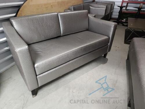 Faux Silver Ostrich Leather Love Seats