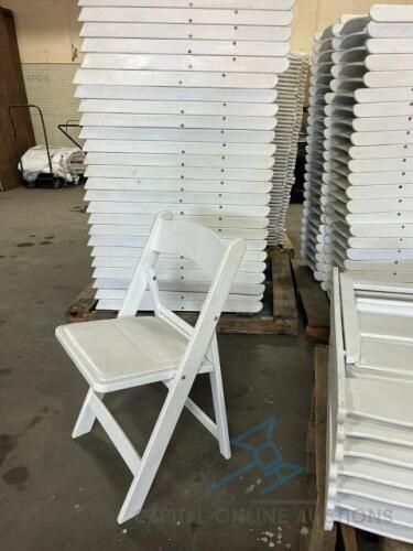 (164) White Resin Chairs