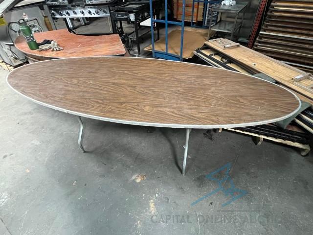 (5) Football shaped wood tables