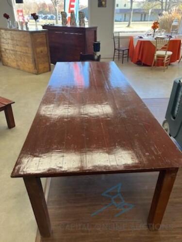 (3) Mahogany Farm Tables