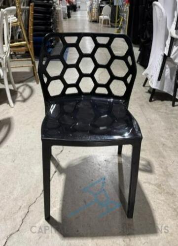 (10) Solid black honeycomb chairs