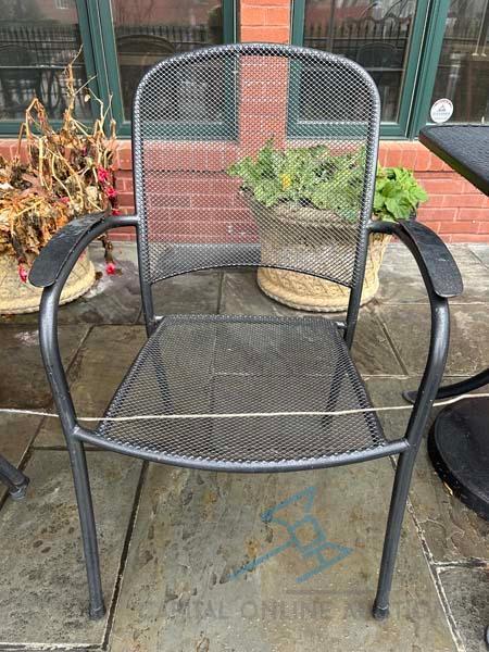 (4) Outdoor stacking metal dining chairs