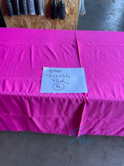 (6) 90x156 pink (8ft table) Linens