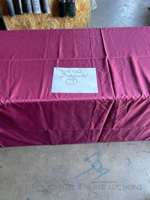 (7) 90x132 burgundy Linens