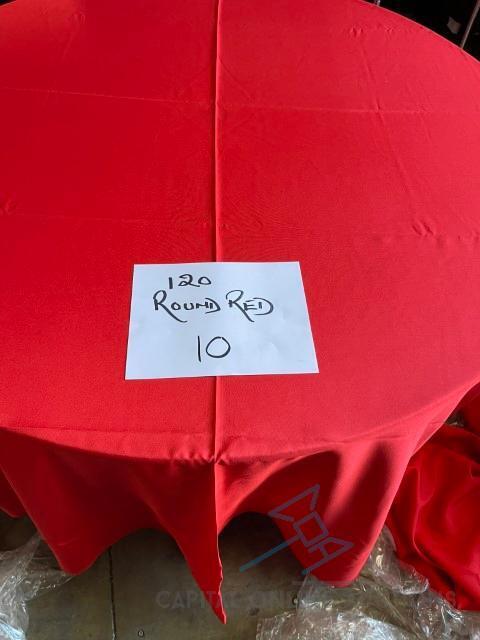 (10) 120 round red Linens