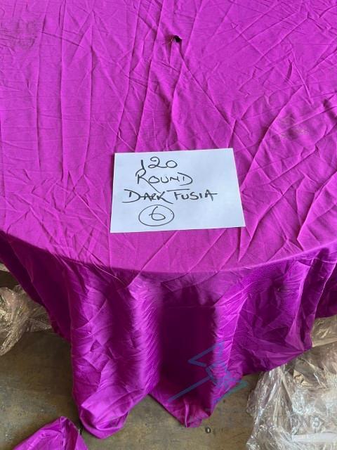 (6) 120 round dark fuschia Linens