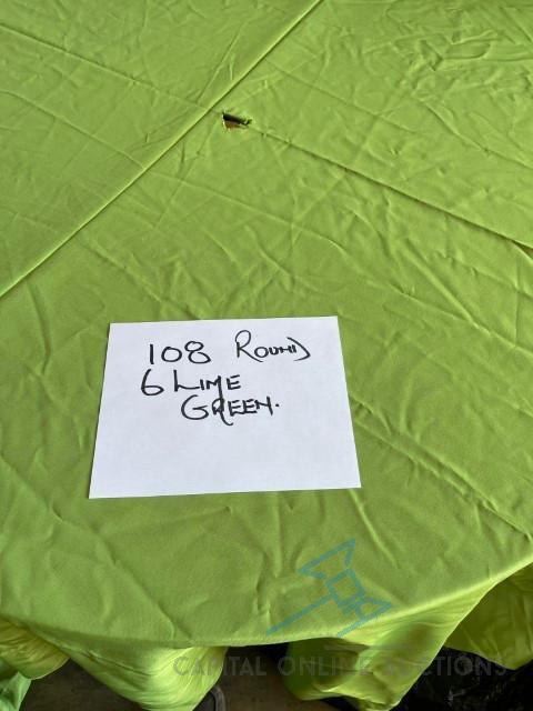 (6) 108 round lime green Linens