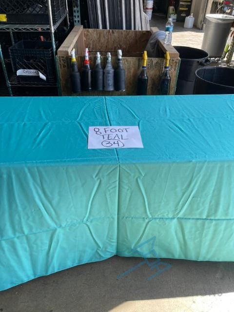 (34) 8ft table teal Linens