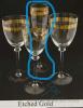 (888) GOLD ETCHED Champagne Flutes with approx 23 dishwashing glass racks