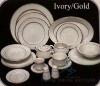 (1841) IVORY/GOLD Bread & Butter & Saucer