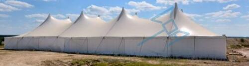 60'wide x 120' long x 8' tall anchor century twin pole tent