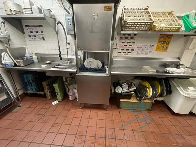 Dishwasher with clean and dirty side rinse tables