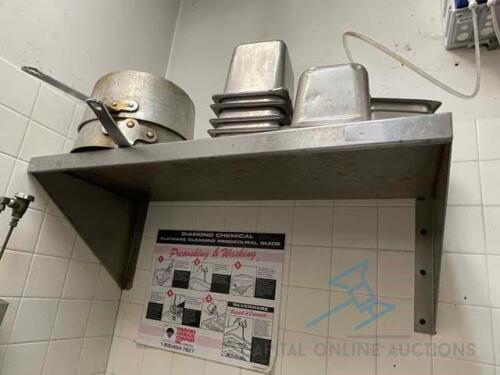 Wall mounted stainless steel shelf