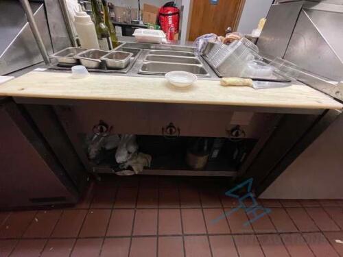 Steam table with cutting board and undershelf