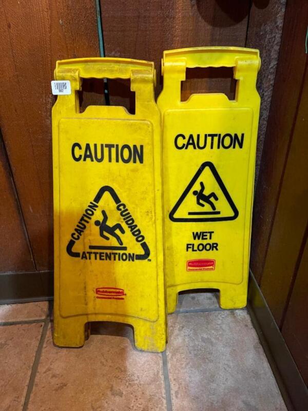 2 Yellow Caution Signs