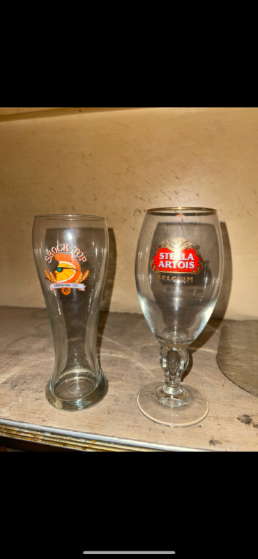 Stella Artois and Shock Top Glasses