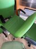 2 Green Office Chairs with Ribbed Back