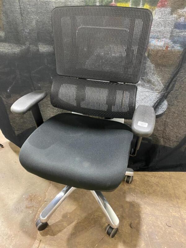 Black Office Chair on Wheels with Lower Back Support