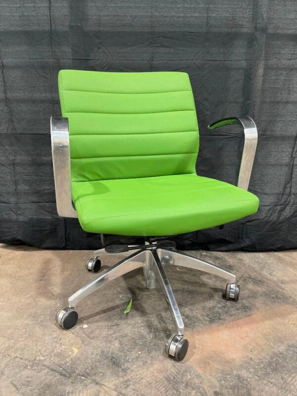 4 Ribbed Back Green Office Chairs
