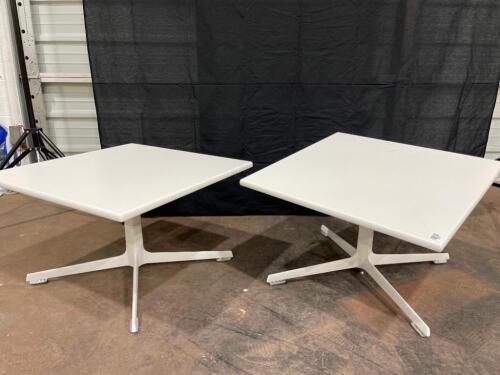 2 White Short Square Tables