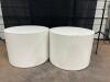 2 White Round Tables/Stands