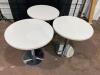 3 White Round Tables w/ chrome bases - 2