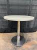 3 White Round Tables w/ chrome bases - 3