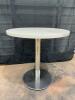 3 White Round Tables w/ chrome bases - 4