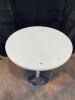 3 White Round Tables w/ chrome bases - 5