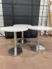 3 White Round Tables w/ chrome bases - 6