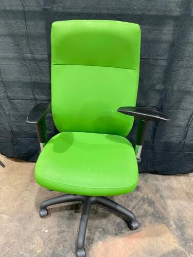 20 Green Office Chairs showing wear