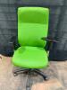 20 Green Office Chairs showing wear