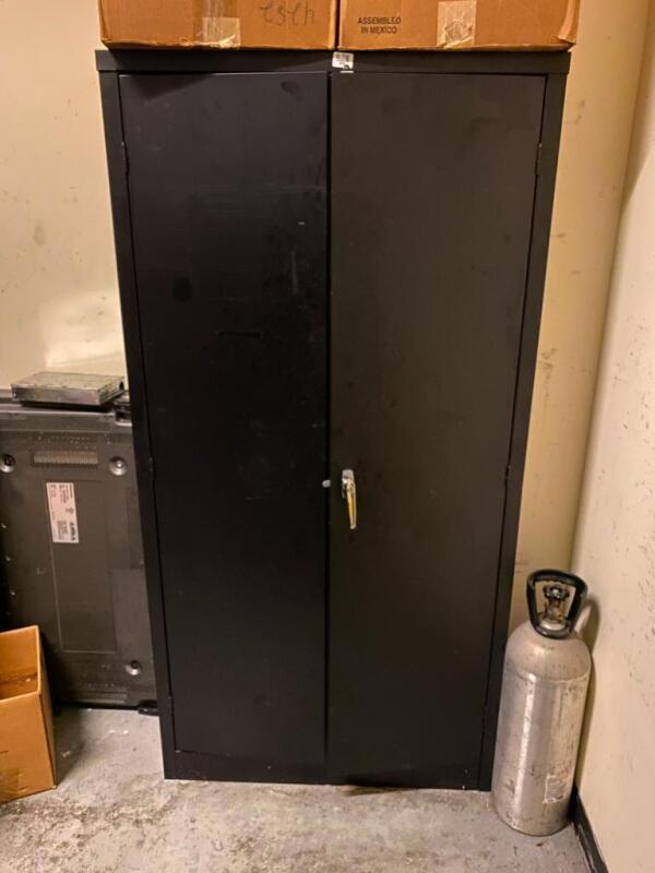 Large Black Cabinet with Doors (key not included)