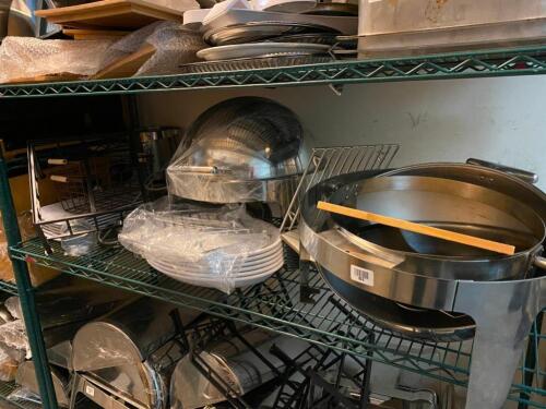 Catering Equipment on Shelf-Chaffing Dishes and Ceramic Platters etc.