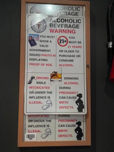 Alcoholic beverage warning sign