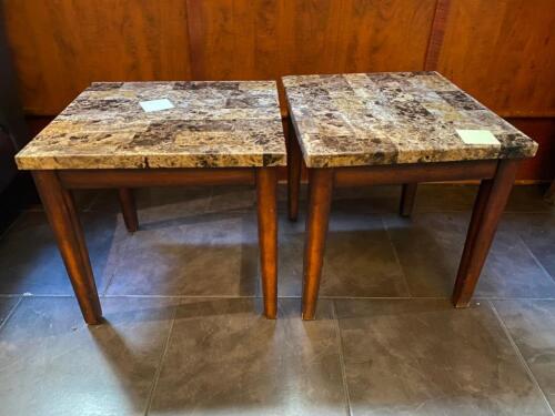 2 Small Marble Top Tables