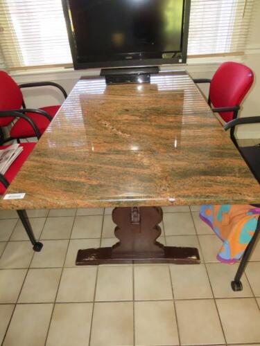 Granite top trestle table